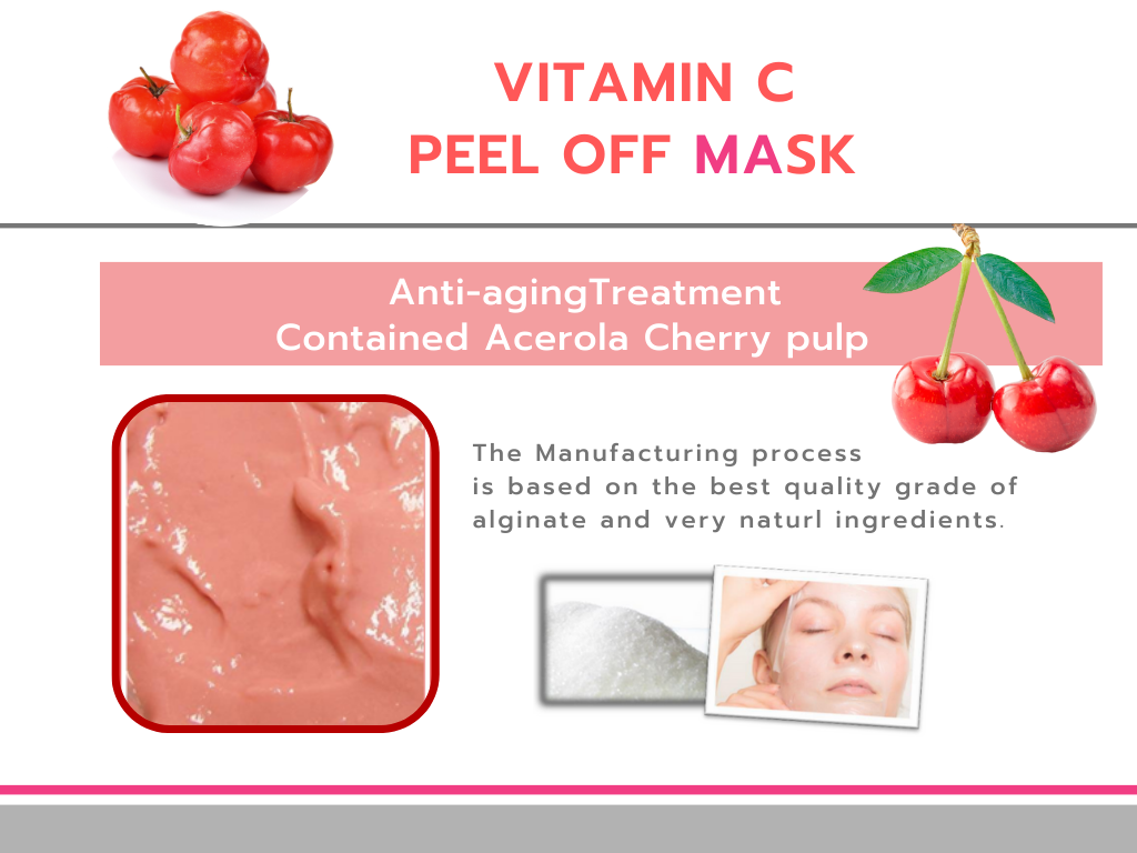 Vitamin C Peel Off Mask มาส์กวิตามินซีเข้มข้น จากผลอะเซโรล่า ต่อต้านอนุมูลอิสระ กระตุ้นการสร้างคอลลาเจน เผยผิวกระจ่างใส แลดูอ่อนเยาว์